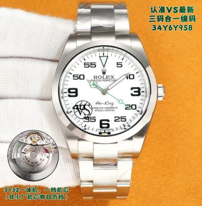 VS Factory Rolex Air-King 39mm 3132 Movement 34Y6Y958 White Dial Watch best replica watches for the money